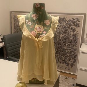 Polyester powder yellow frill babydoll top size M hadwash